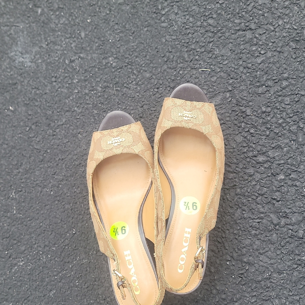Coach Brown Peep-Toe Heels